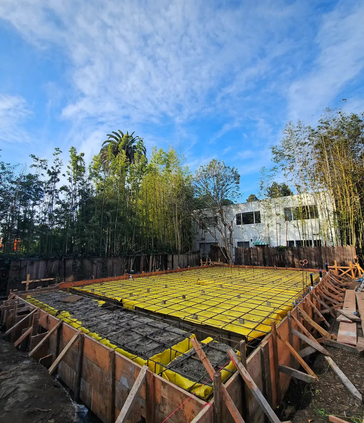 Formwork rebar + foam, second site — ADU Foundations — Two Projects, SF Bay Area