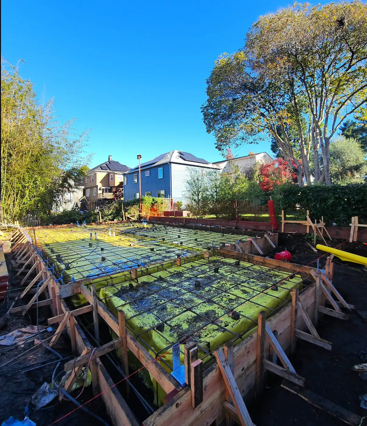 Formwork rebar + foam close angle — ADU Foundations — Two Projects, SF Bay Area