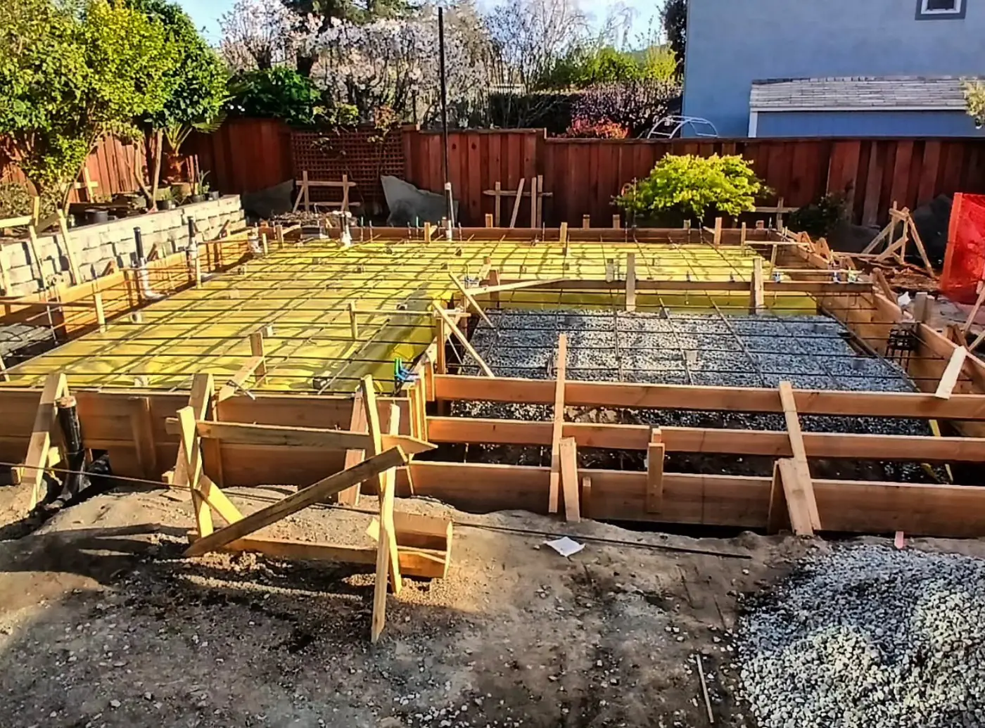 Rebar grid in forms — Pleasanton ADU Foundation, Pleasanton, CA