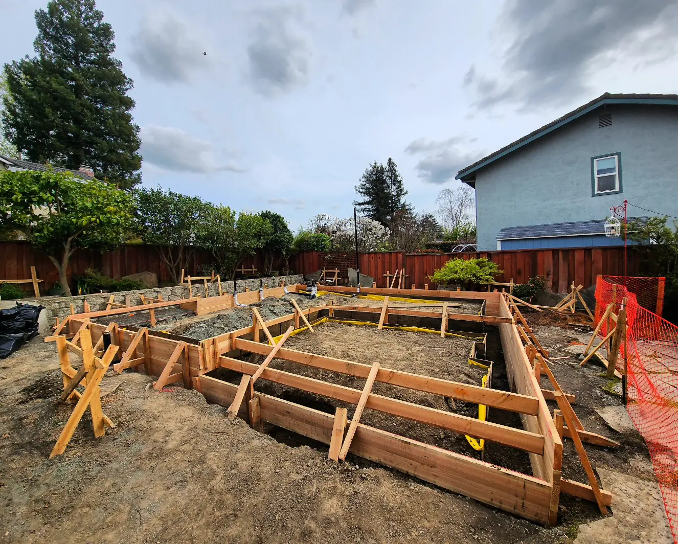 Early forming stage, wood forms — Pleasanton ADU Foundation, Pleasanton, CA