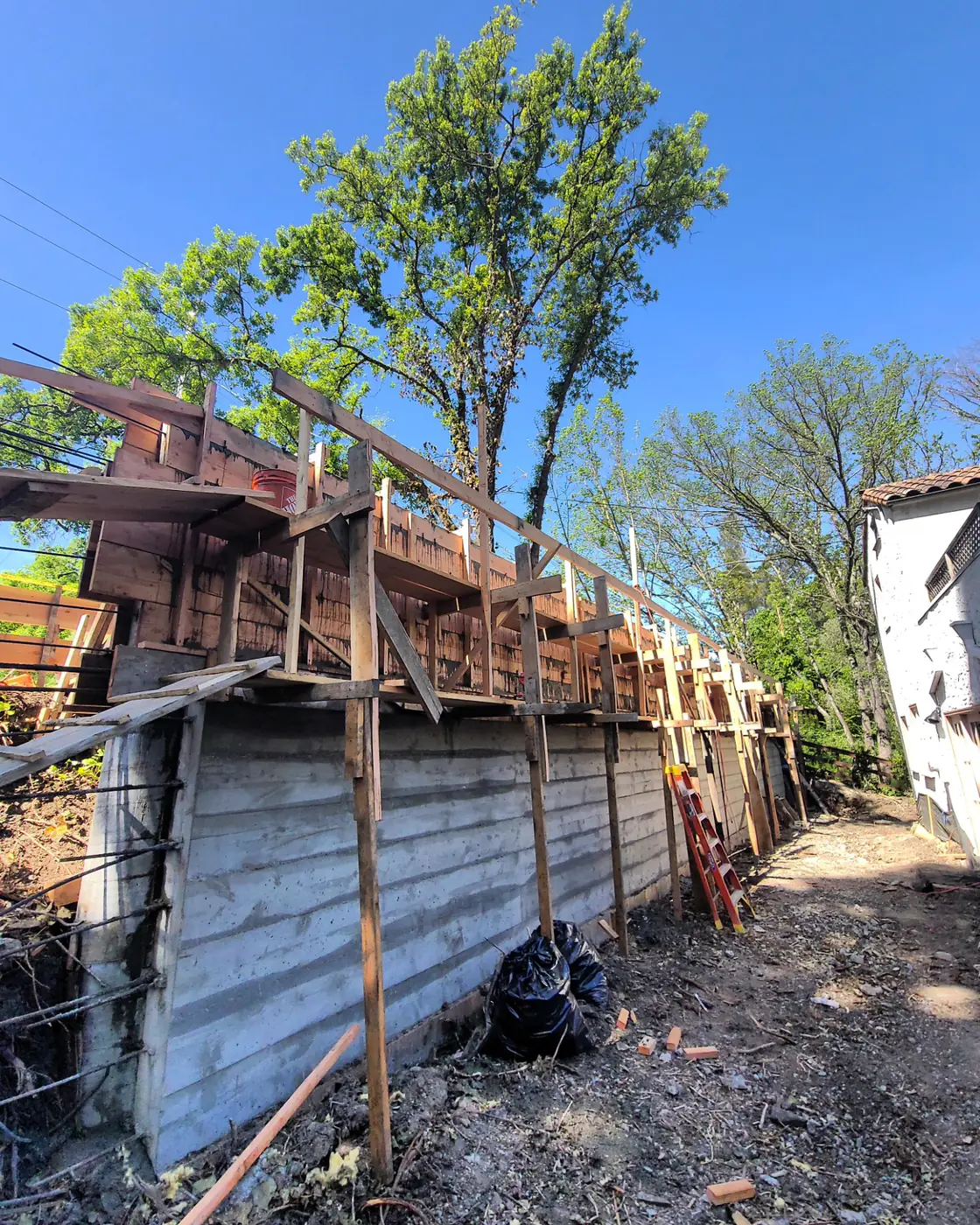 Stripped lower wall, upper formwork — Sound Wall Replacement — Diablo Country Club, Danville, CA