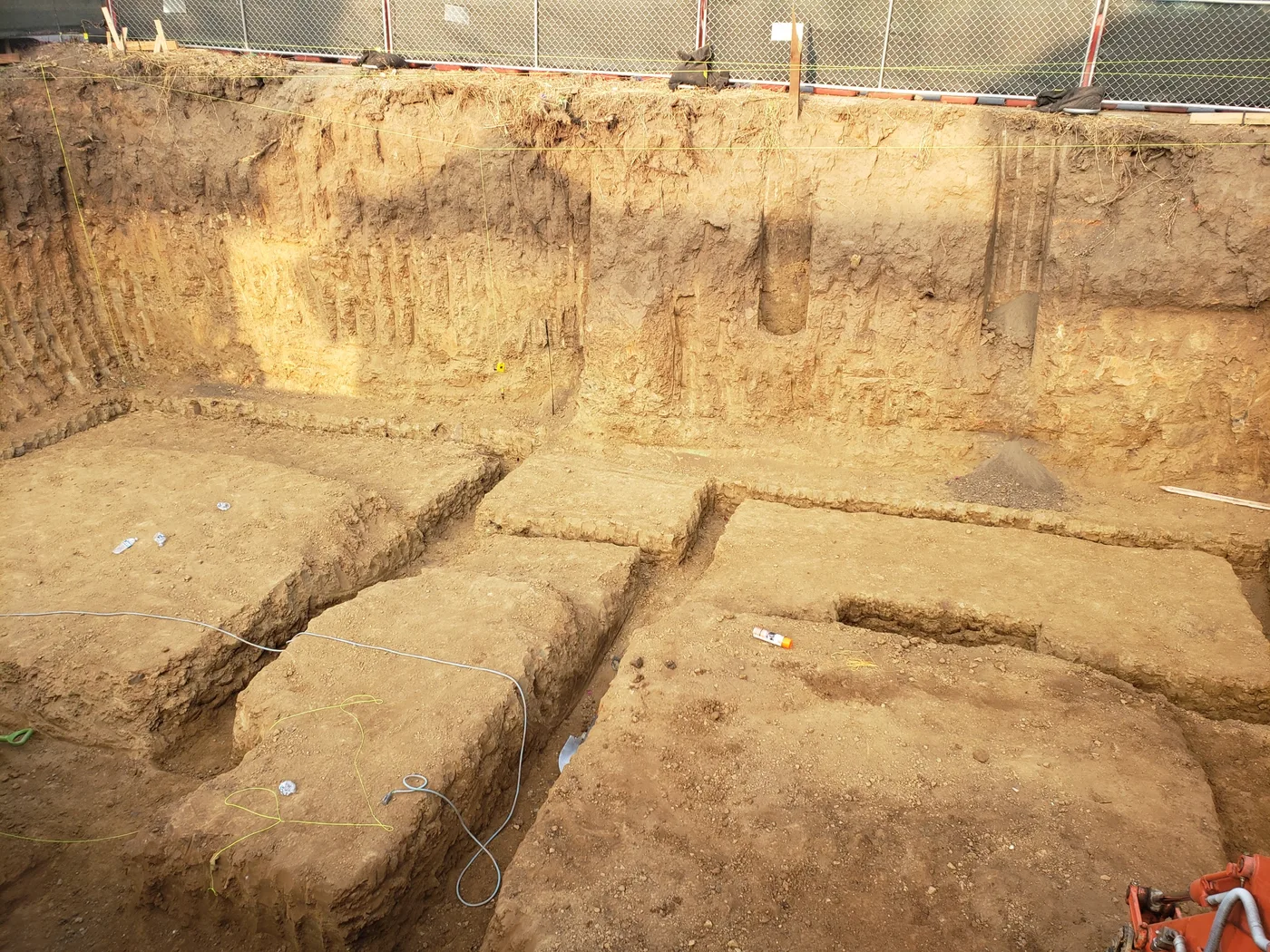 Footing trenches cut into the basement excavation floor — Berkeley Student Housing Foundation, Berkeley, CA