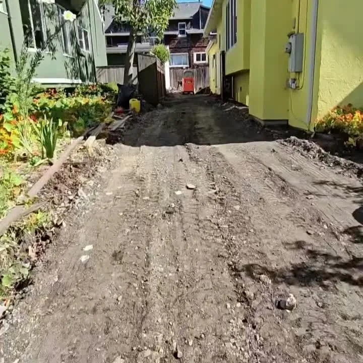 The driveway excavated down to subgrade during demolition — Oakland Gold Driveway & Patio, Oakland, CA
